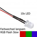 10x LED 3 mm FARBWECHSEL RGB SLOW FLASH 6 - 12 Volt...