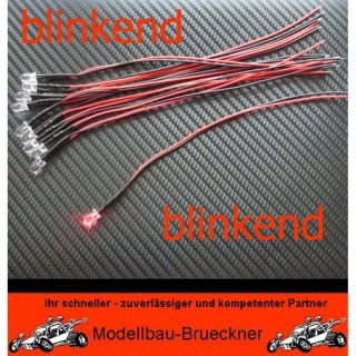 10 BLINK LED 5 mm ROT 4,8 - 12 Volt fertig verltet Beleuchtung Auto Boot Flugzeug