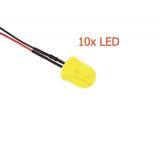 10x LED 10mm GELB 4,8-12V fertig verltet Beleuchtung RC-CAR Boot Flugzeug Heli