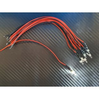 10x LED 2 mm WEISS glasklar 6-12V fertig verltet Beleuchtung Auto Boot Flugzeug