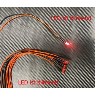 10x LED 3 mm ROT gefrbt BLINKEND 6-12V Beleuchtung Signal Leuchte Stop Licht