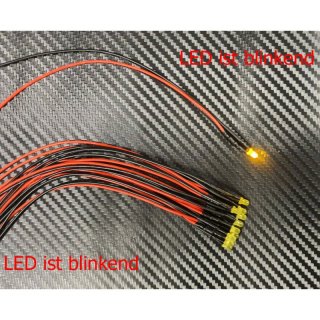 10x LED 5mm GELB gefrbt BLINKEND 6-12V Beleuchtung Auto Eisenbahn Straenschild