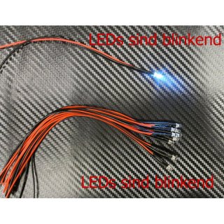 10x LED 5mm WEISS BLINKEND glasklar 6-12 V Beleuchtung RC-Boot Flugzeug