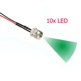 10x LED 5mm GRN glasklar FLAT TOP 6-12V Beleuchtung RC-Boot Flugzeug Auto Car