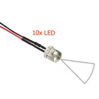 10x LED 5mm WEISS FLAT TOP 6-12Volt fertig verltet Modell-Beleuchtung Eisenbahn