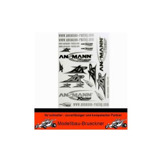 Dekorbogen Sticker Aufkleber von Ansmann Racing Schwarz Chrom fr Karosserie Senderkoffer