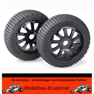 Rderset Buggy Razor 10 Speichen Dirt schwarz 1:8 Komplettrad Reifen Felgen