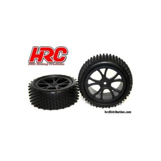 Reifen 1/10 Buggy 4WD vorne montiert - schwarze Felgen - 2.2 - 12mm hex - 2 St.