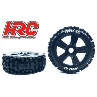 Reifen - 1/8 Buggy - montiert - Schwarz Felgen - 17mm Hex - Bulldog 6S HRC