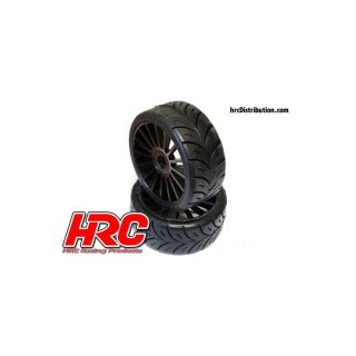 Reifen - 1/8 Buggy - montiert - Schwarze Felgen - 17mm Hex - Rally Game Onroad Radials (2 Stk.)